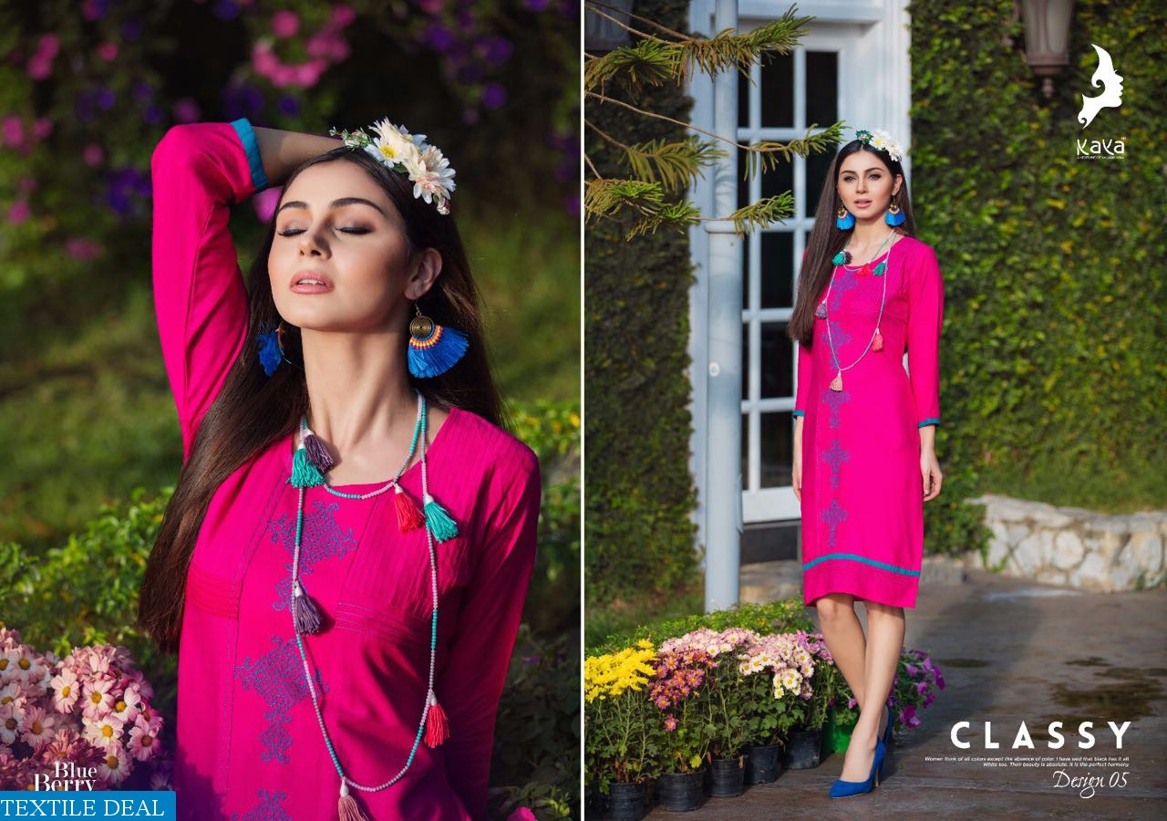kaya Blueberry Wholesale Embroidered kurti Collection